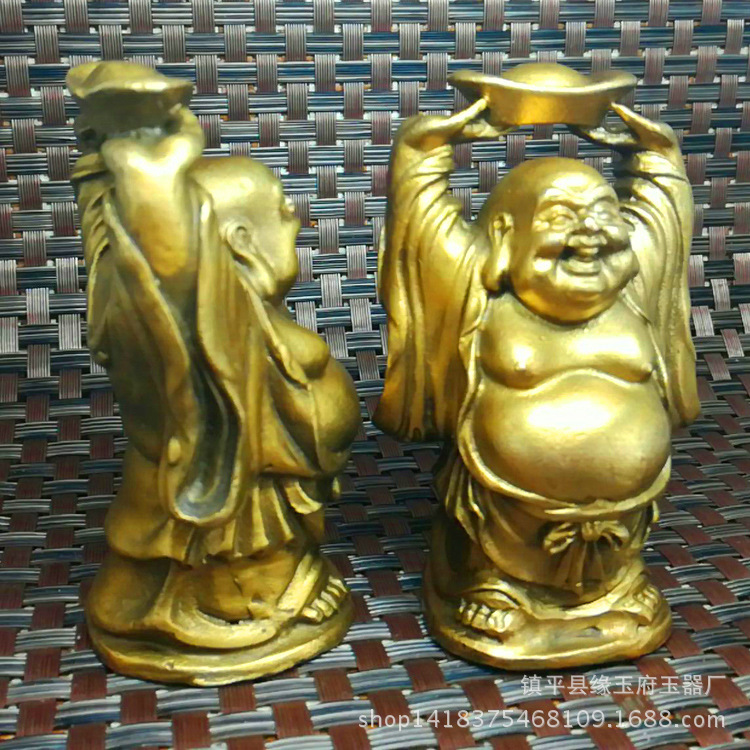 铜小号弥勒佛摆件佛像元宝工艺品家居装饰家居摆设